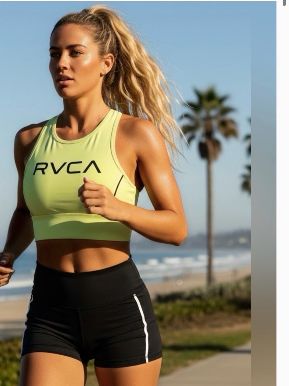 RVCA VA Longline Sports Bra II Limeade colorway L
